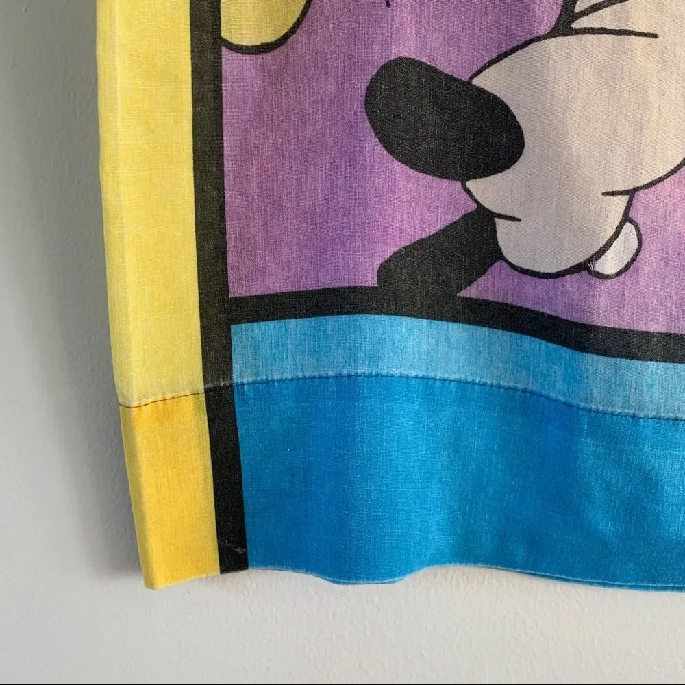 Vintage 90s Mickey Mouse Pillowcase Disney Goofy Color Block Large Graphic